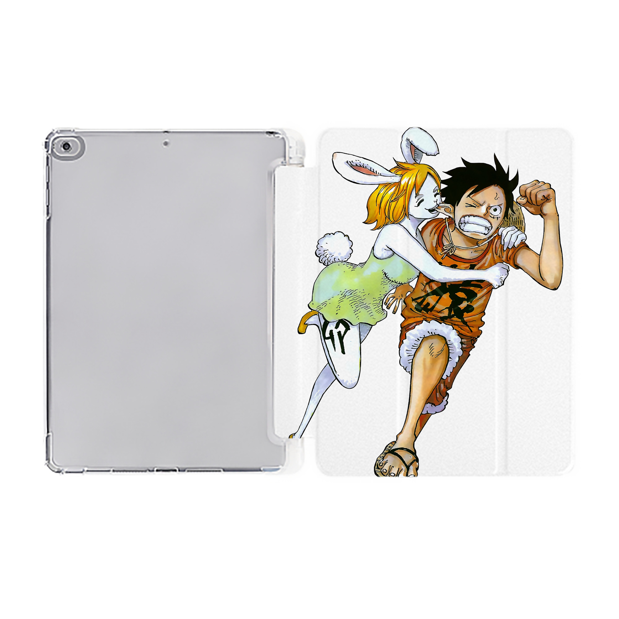 （画像用） ワンピース モンキー・D・ルフィ ONE PIECE Monkey D. Luffy IPad ケース ペン収納付き 三つ折りスタンド PUレザー×シリコン 対応機種9.5/10.5/10.9インチ
